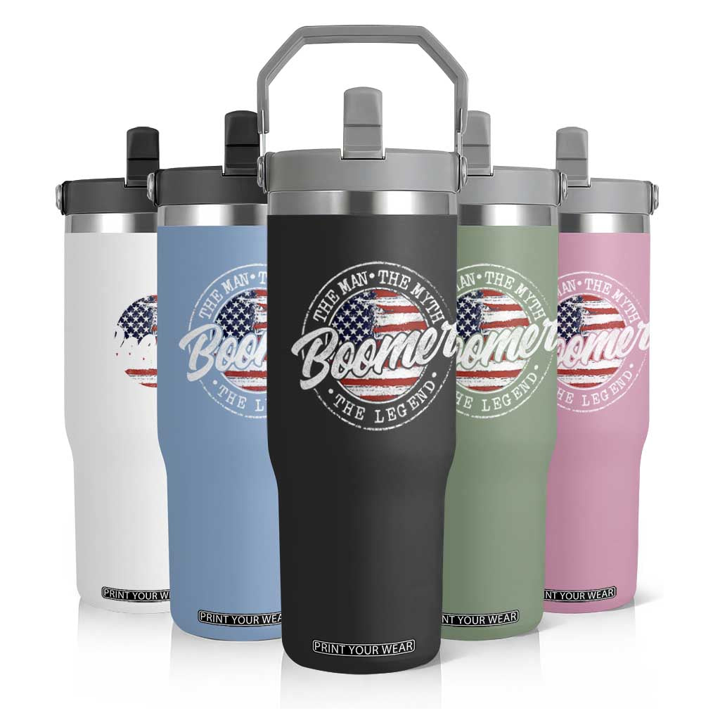Boomers Generation Flip Straw Tumbler Vintage The Man The Myth The Legend American Flag TS10 Print Your Wear