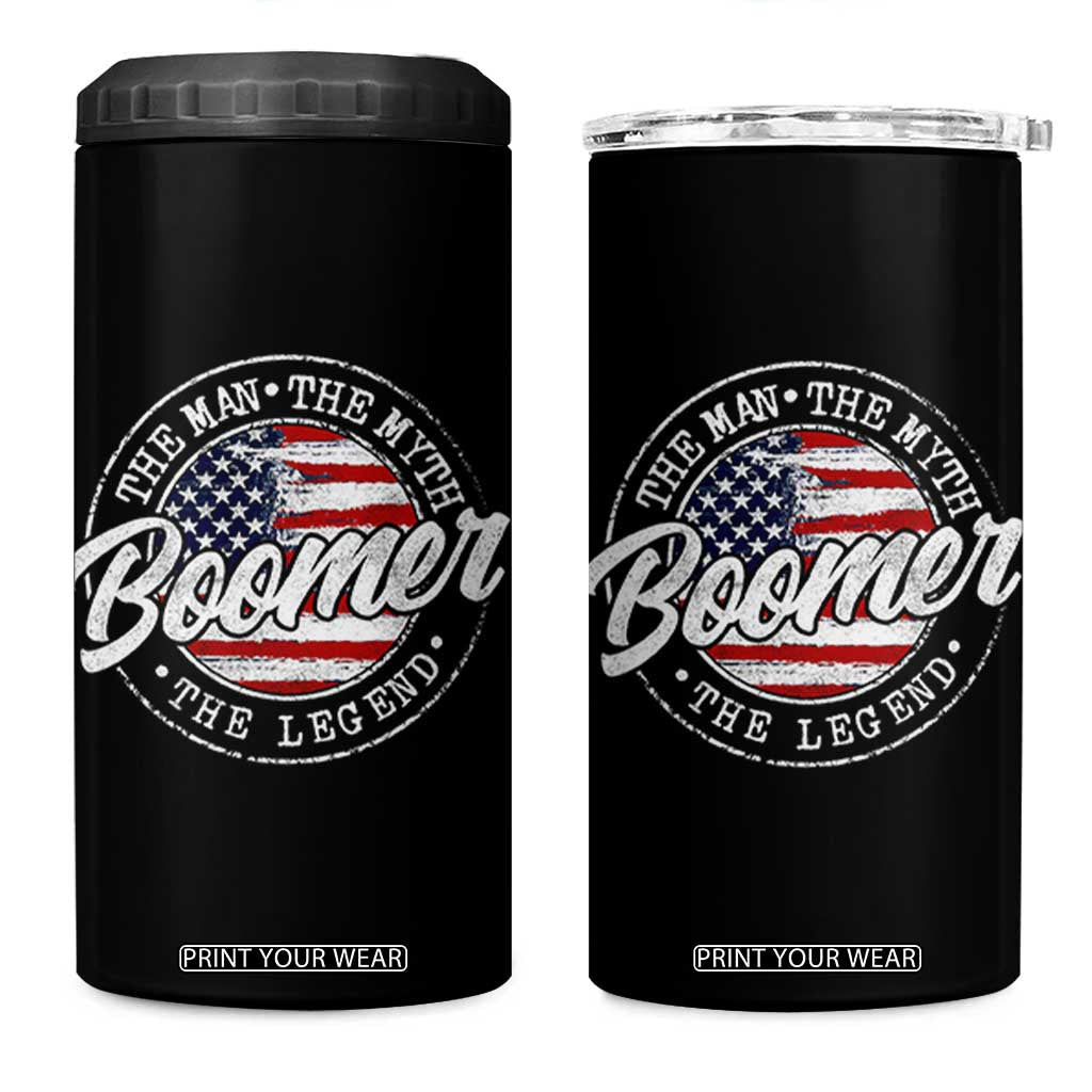 Boomers Generation 4 in 1 Can Cooler Tumbler Vintage The Man The Myth The Legend American Flag TS10 One Size: 16 oz Black Print Your Wear
