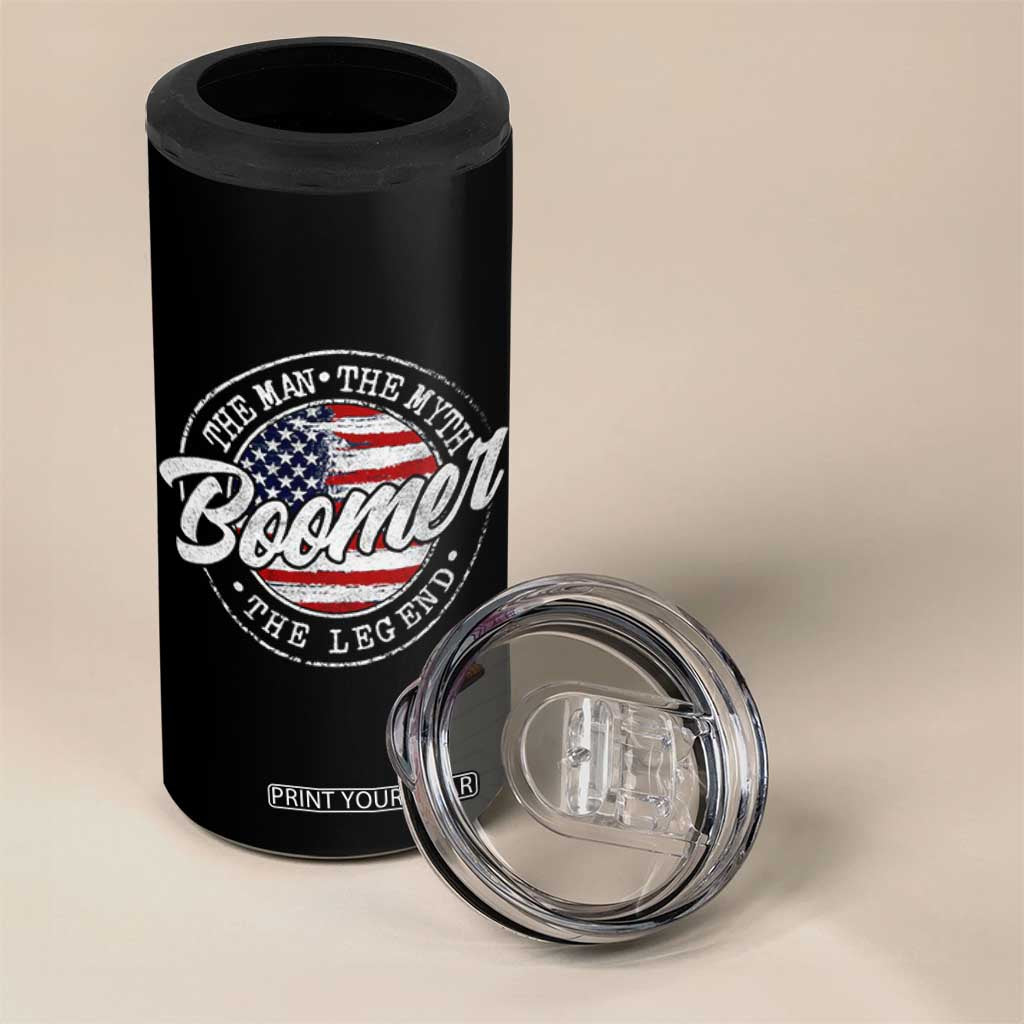 Boomers Generation 4 in 1 Can Cooler Tumbler Vintage The Man The Myth The Legend American Flag TS10 Print Your Wear