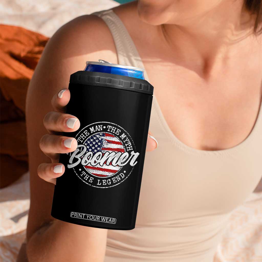 Boomers Generation 4 in 1 Can Cooler Tumbler Vintage The Man The Myth The Legend American Flag TS10 Print Your Wear