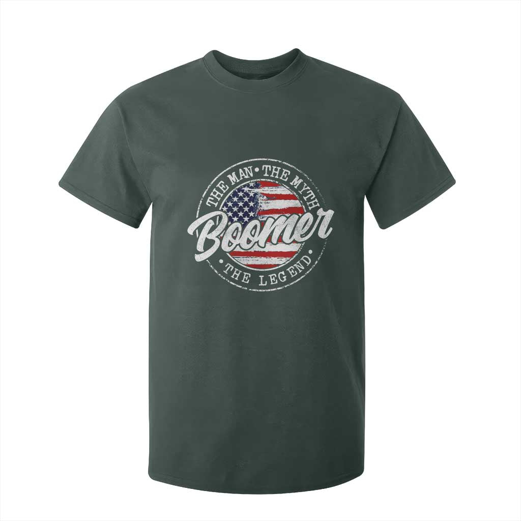 Boomers Generation T Shirt For Kid Vintage The Man The Myth The Legend American Flag TS10 Dark Forest Green Print Your Wear