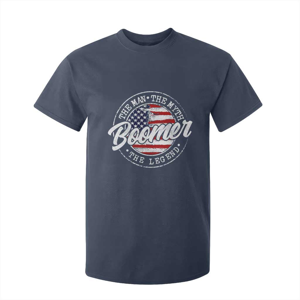 Boomers Generation T Shirt For Kid Vintage The Man The Myth The Legend American Flag TS10 Navy Print Your Wear