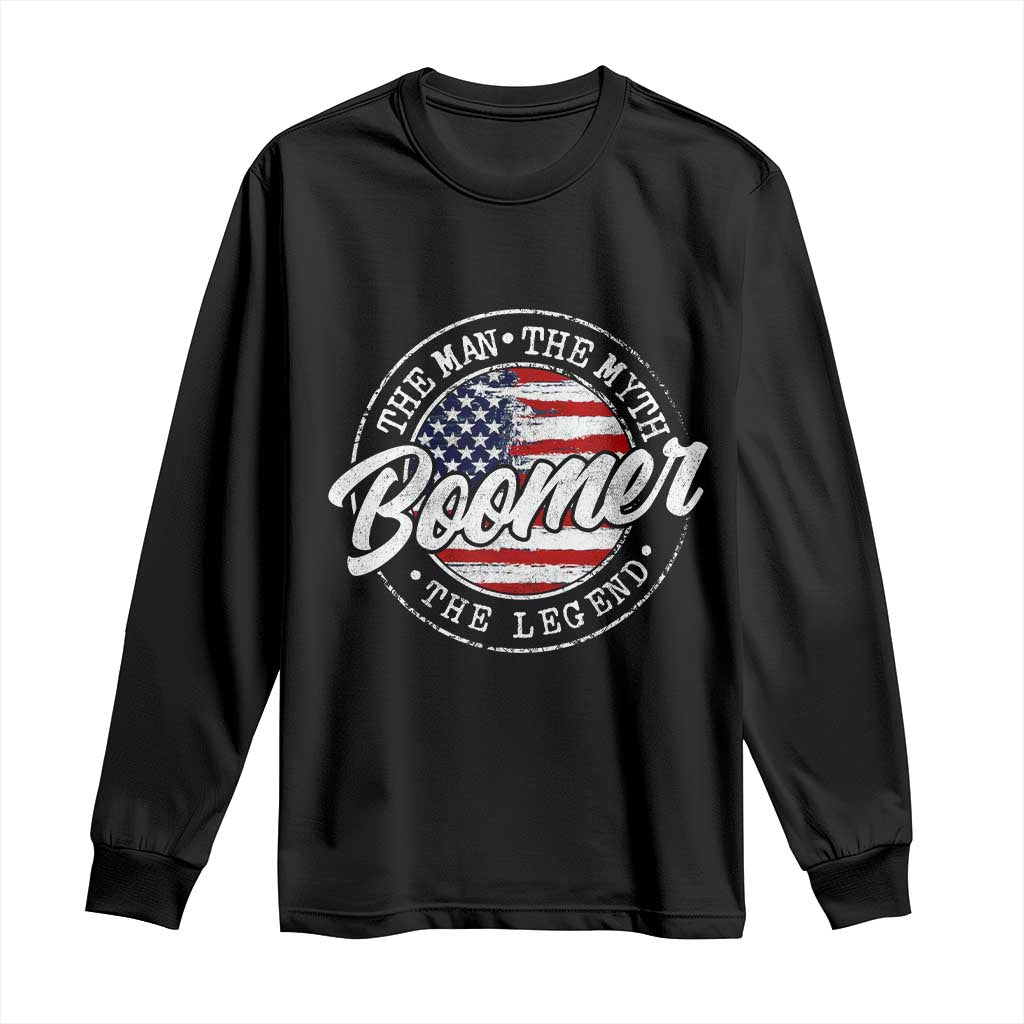 Boomers Generation Long Sleeve Shirt Vintage The Man The Myth The Legend American Flag TS10 Black Print Your Wear