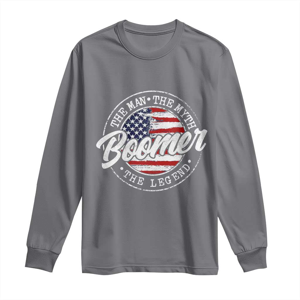 Boomers Generation Long Sleeve Shirt Vintage The Man The Myth The Legend American Flag TS10 Charcoal Print Your Wear