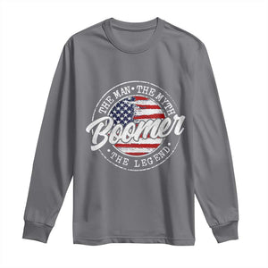 Boomers Generation Long Sleeve Shirt Vintage The Man The Myth The Legend American Flag TS10 Charcoal Print Your Wear
