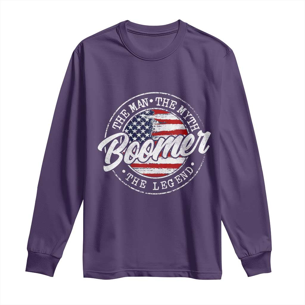 Boomers Generation Long Sleeve Shirt Vintage The Man The Myth The Legend American Flag TS10 Purple Print Your Wear