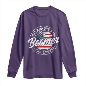 Boomers Generation Long Sleeve Shirt Vintage The Man The Myth The Legend American Flag TS10 Purple Print Your Wear