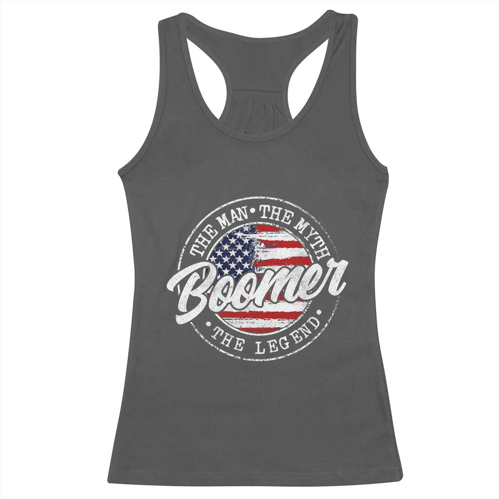 Boomers Generation Racerback Tank Top Vintage The Man The Myth The Legend American Flag TS10 Dark Heather Print Your Wear