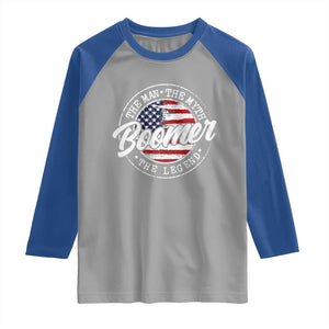 Boomers Generation Raglan Shirt Vintage The Man The Myth The Legend American Flag TS10 Sport Gray Royal Print Your Wear