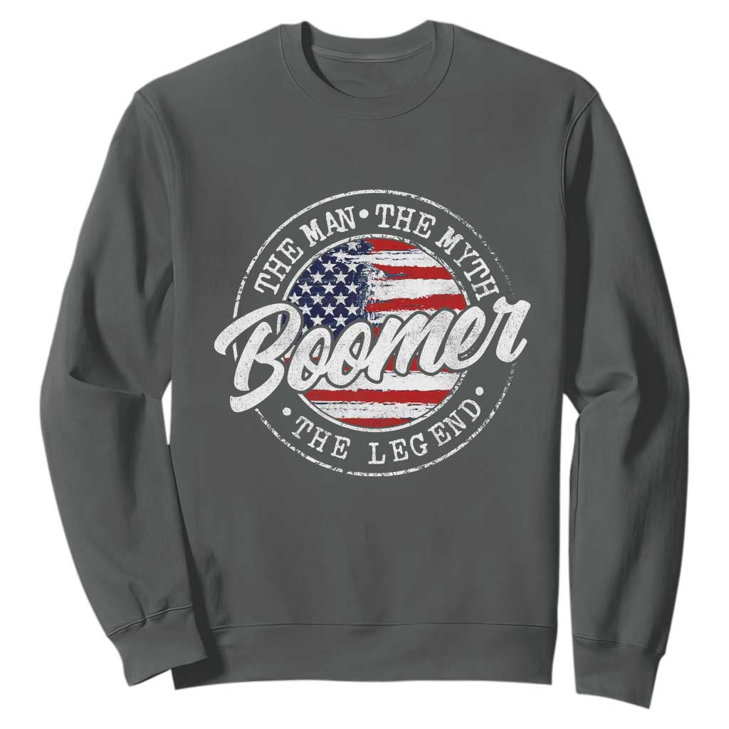 Boomers Generation Sweatshirt Vintage The Man The Myth The Legend American Flag TS10 Dark Heather Print Your Wear