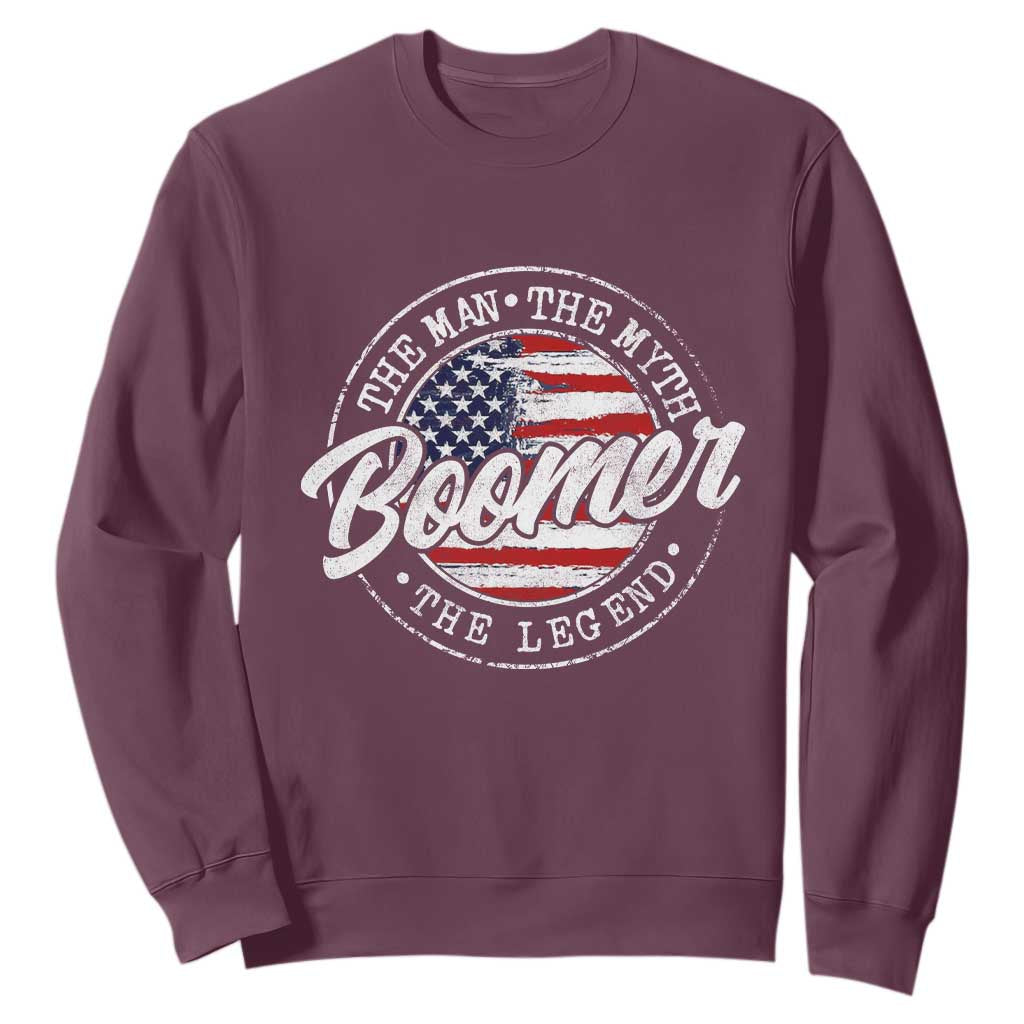 Boomers Generation Sweatshirt Vintage The Man The Myth The Legend American Flag TS10 Maroon Print Your Wear