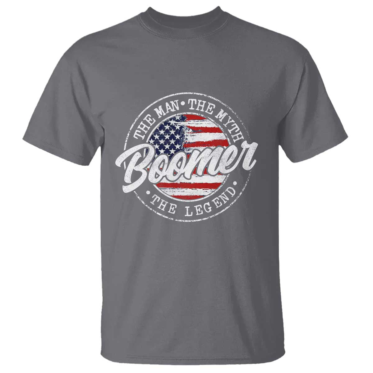 Boomers Generation T Shirt Vintage The Man The Myth The Legend American Flag TS10 Charcoal Print Your Wear