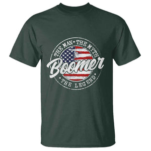 Boomers Generation T Shirt Vintage The Man The Myth The Legend American Flag TS10 Dark Forest Green Print Your Wear