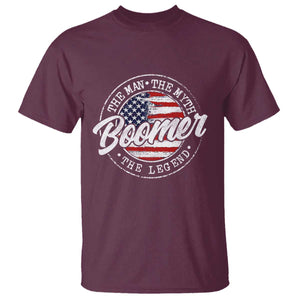Boomers Generation T Shirt Vintage The Man The Myth The Legend American Flag TS10 Maroon Print Your Wear