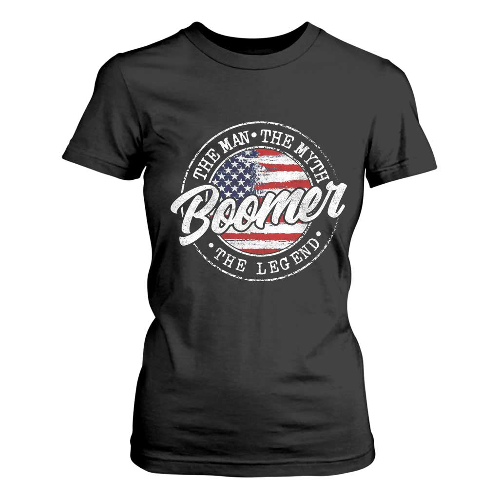 Boomers Generation T Shirt For Women Vintage The Man The Myth The Legend American Flag TS10 Black Print Your Wear