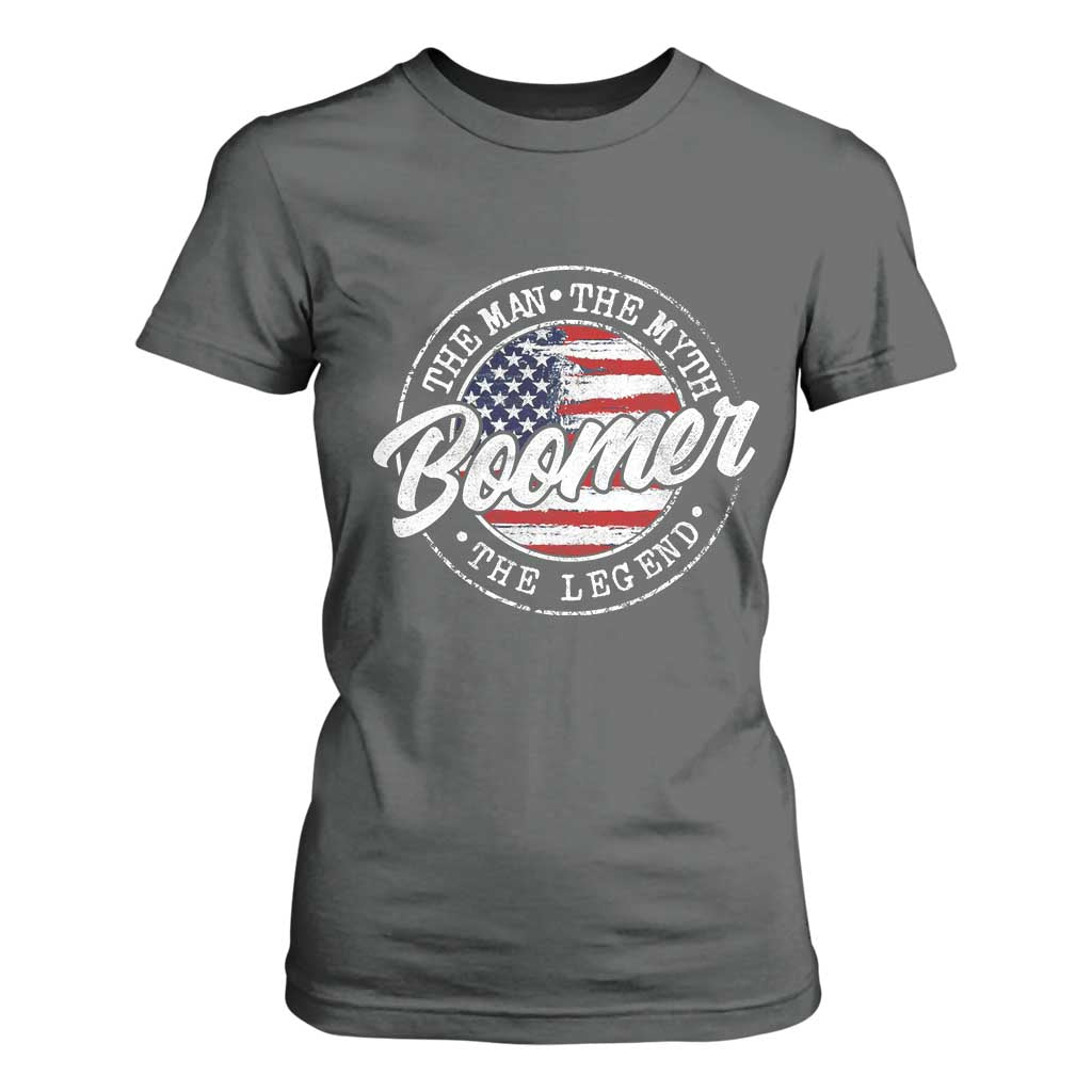Boomers Generation T Shirt For Women Vintage The Man The Myth The Legend American Flag TS10 Dark Heather Print Your Wear