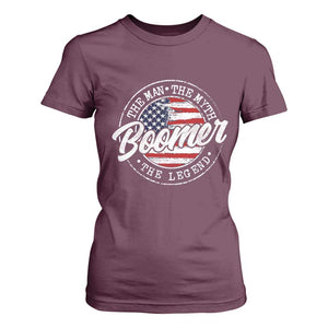 Boomers Generation T Shirt For Women Vintage The Man The Myth The Legend American Flag TS10 Maroon Print Your Wear