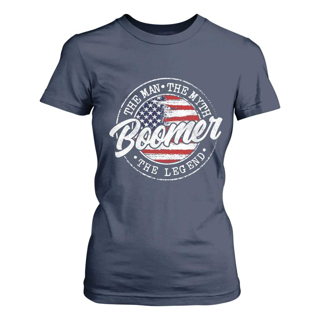 Boomers Generation T Shirt For Women Vintage The Man The Myth The Legend American Flag TS10 Navy Print Your Wear
