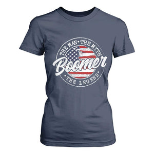 Boomers Generation T Shirt For Women Vintage The Man The Myth The Legend American Flag TS10 Navy Print Your Wear
