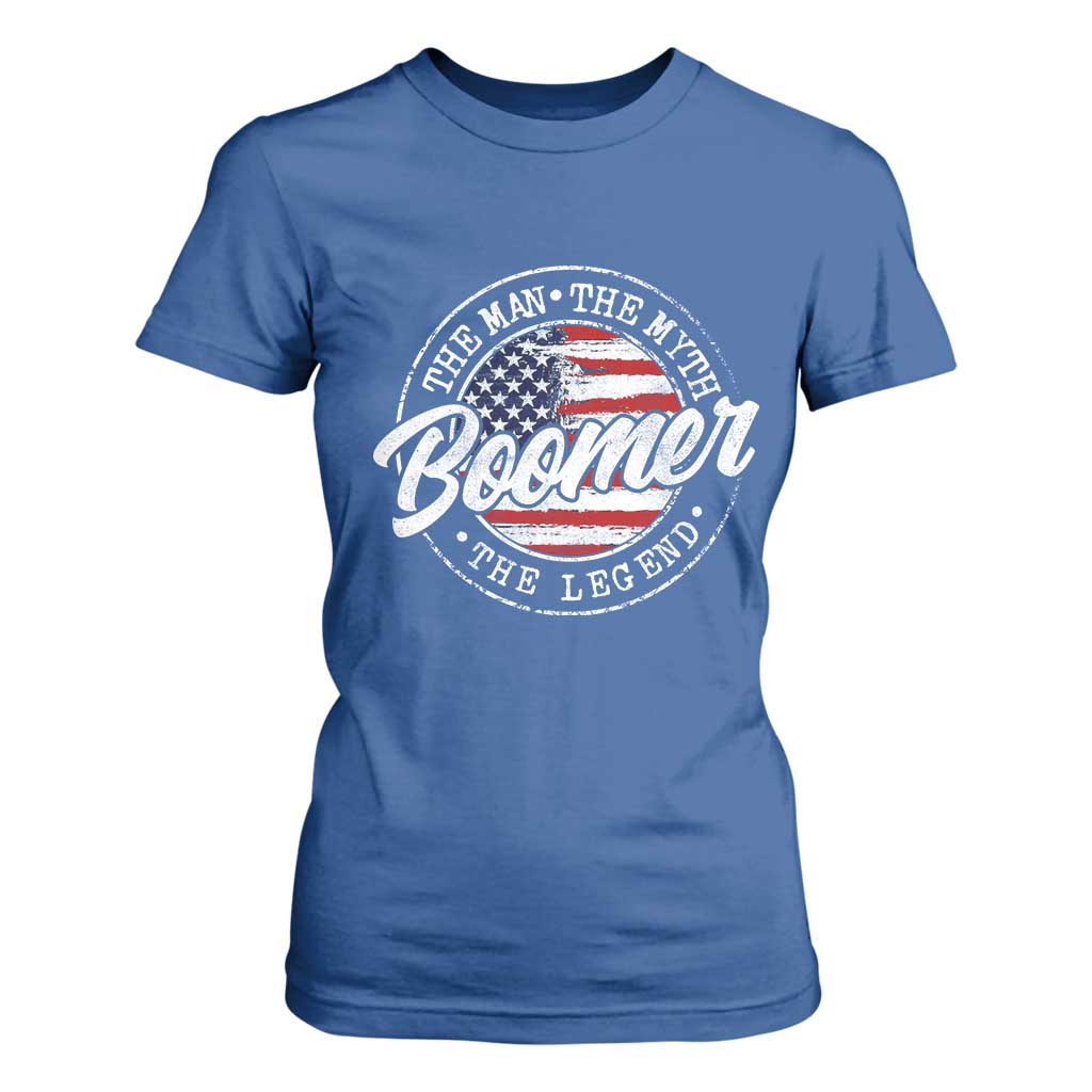 Boomers Generation T Shirt For Women Vintage The Man The Myth The Legend American Flag TS10 Royal Blue Print Your Wear