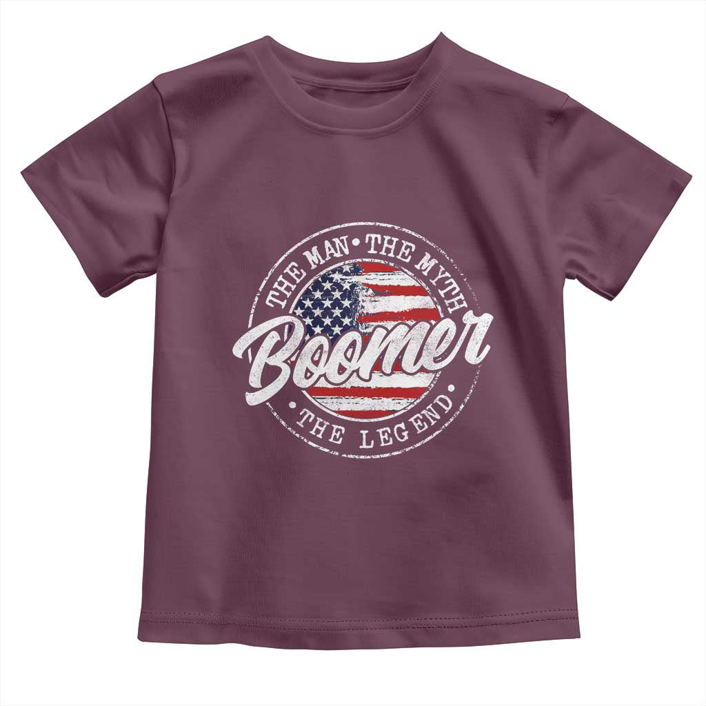 Boomers Generation Toddler T Shirt Vintage The Man The Myth The Legend American Flag TS10 Maroon Print Your Wear