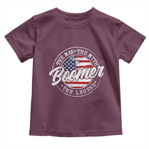 Boomers Generation Toddler T Shirt Vintage The Man The Myth The Legend American Flag TS10 Maroon Print Your Wear