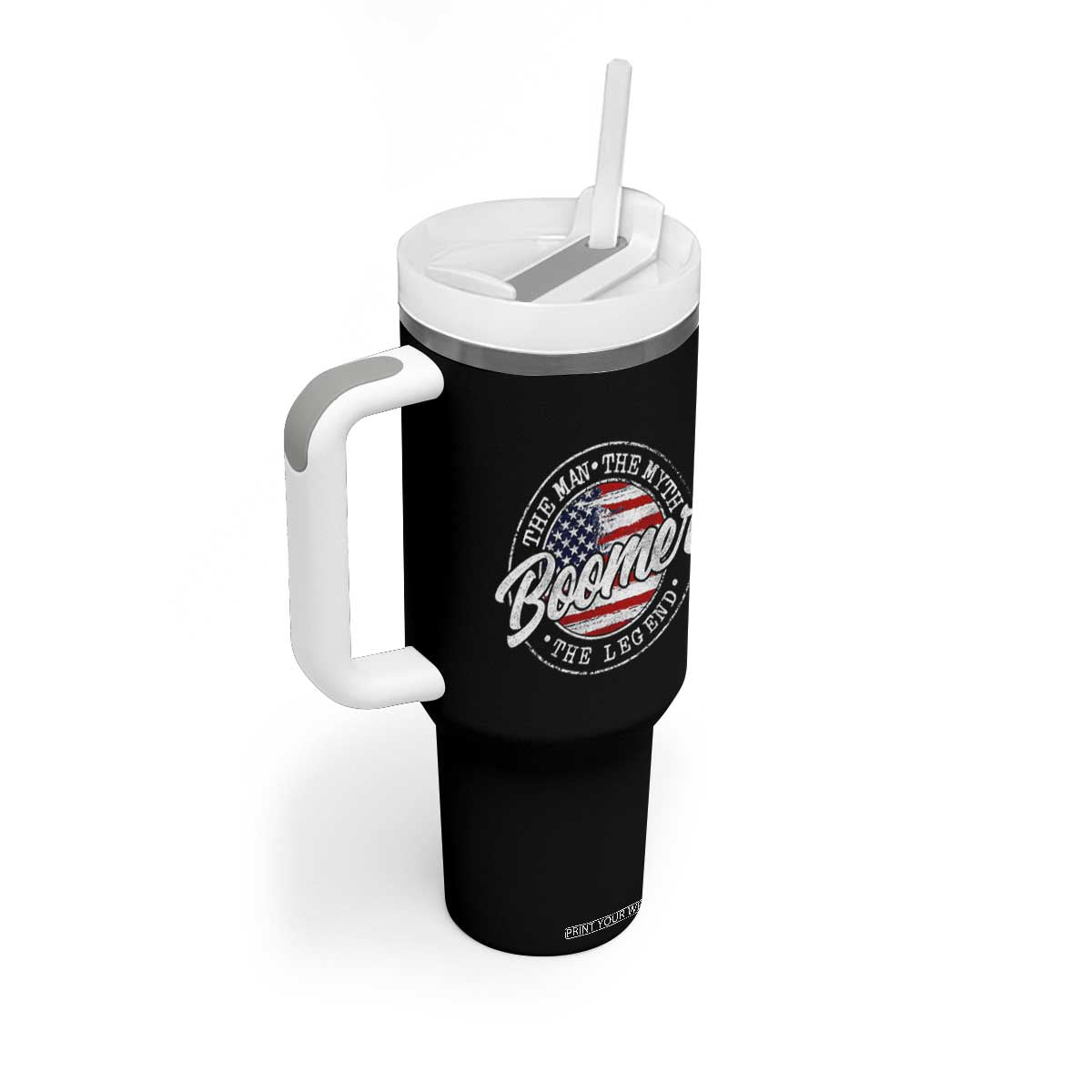 Boomers Generation Tumbler With Handle Vintage The Man The Myth The Legend American Flag TS10 Print Your Wear