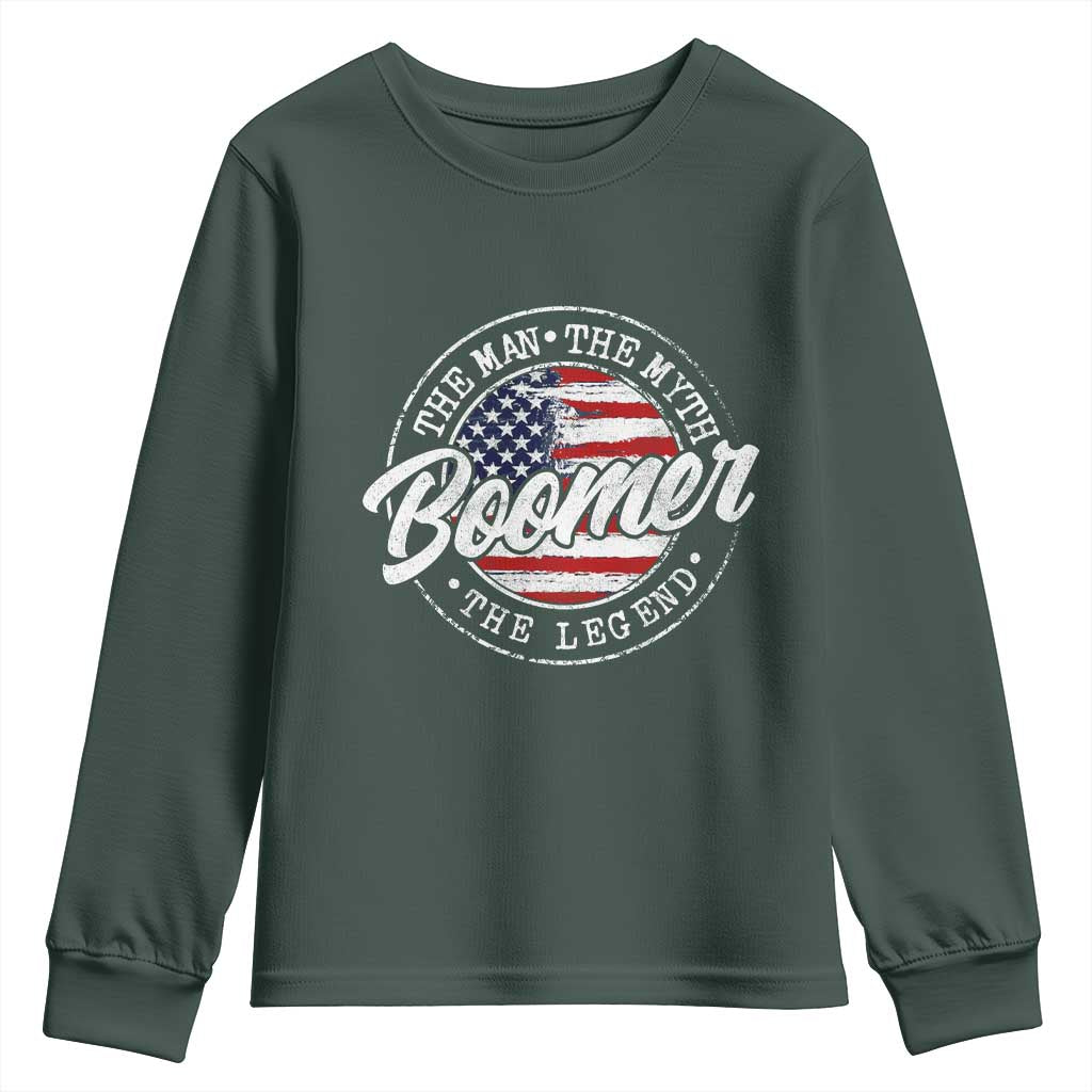 Boomers Generation Youth Sweatshirt Vintage The Man The Myth The Legend American Flag TS10 Dark Forest Green Print Your Wear