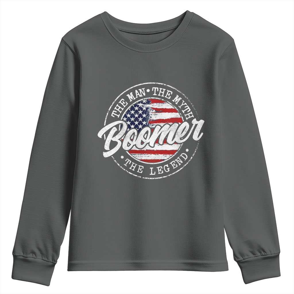 Boomers Generation Youth Sweatshirt Vintage The Man The Myth The Legend American Flag TS10 Dark Heather Print Your Wear