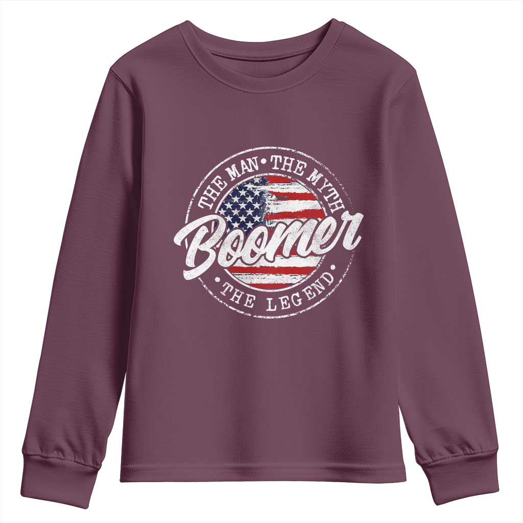 Boomers Generation Youth Sweatshirt Vintage The Man The Myth The Legend American Flag TS10 Maroon Print Your Wear