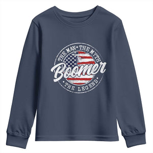 Boomers Generation Youth Sweatshirt Vintage The Man The Myth The Legend American Flag TS10 Navy Print Your Wear
