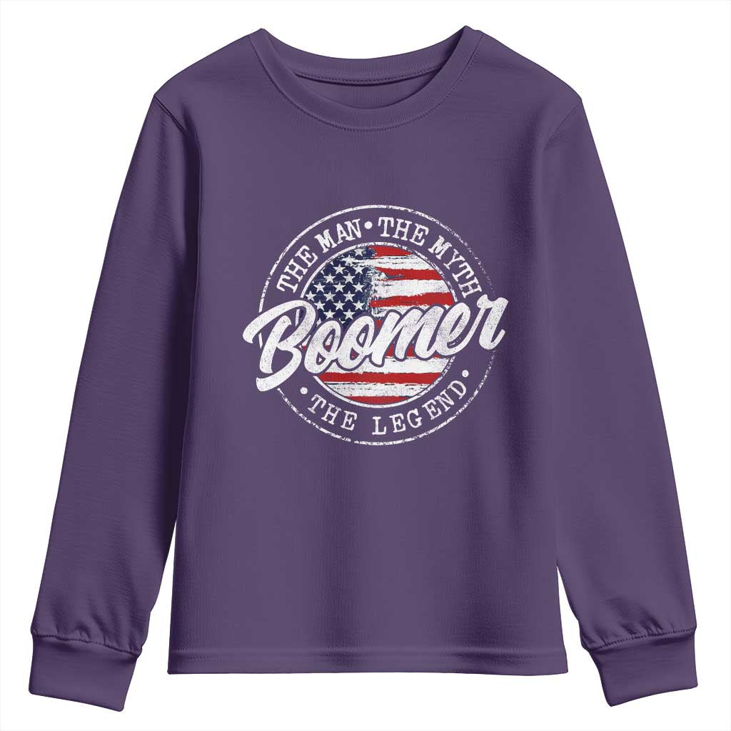 Boomers Generation Youth Sweatshirt Vintage The Man The Myth The Legend American Flag TS10 Purple Print Your Wear