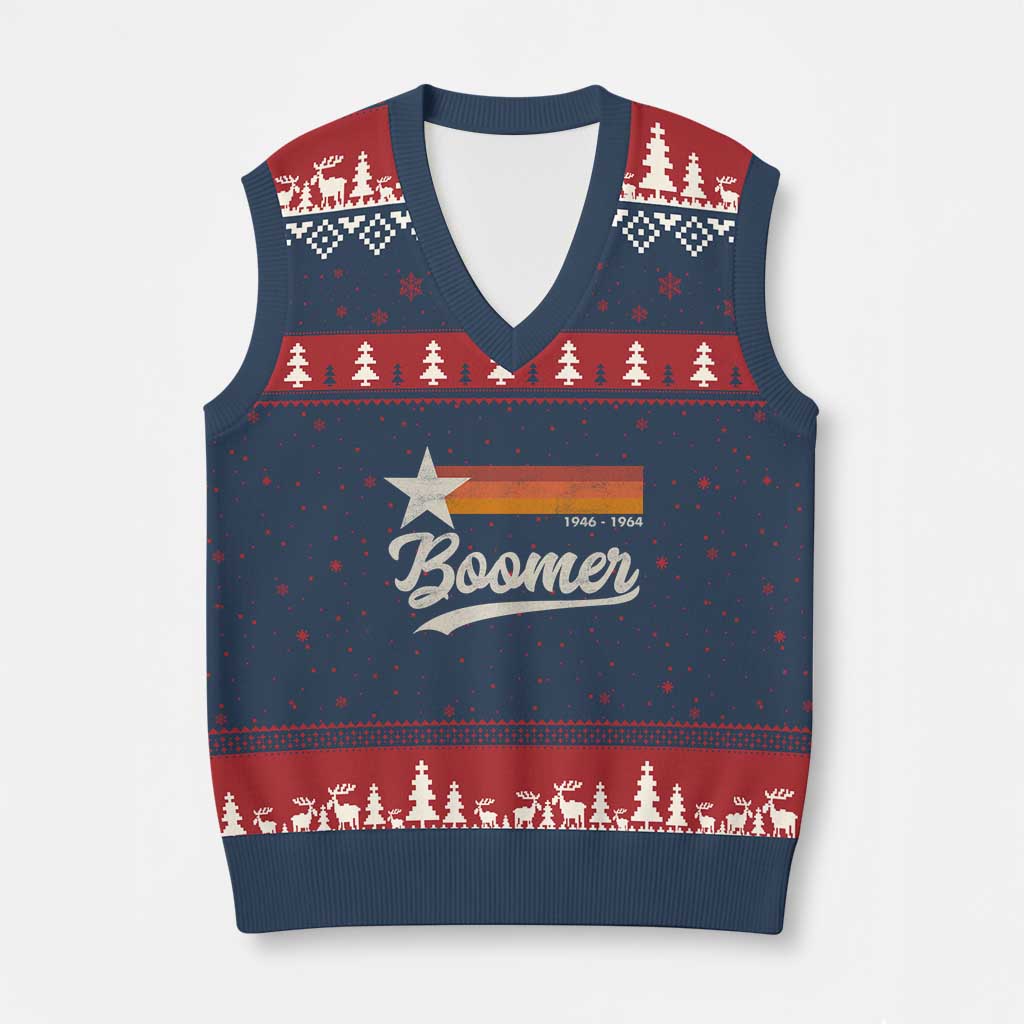 Boomers Generation V-Neck Knit Sweater Vest Vintage Retro Gift TS10 Navy Red Print Your Wear