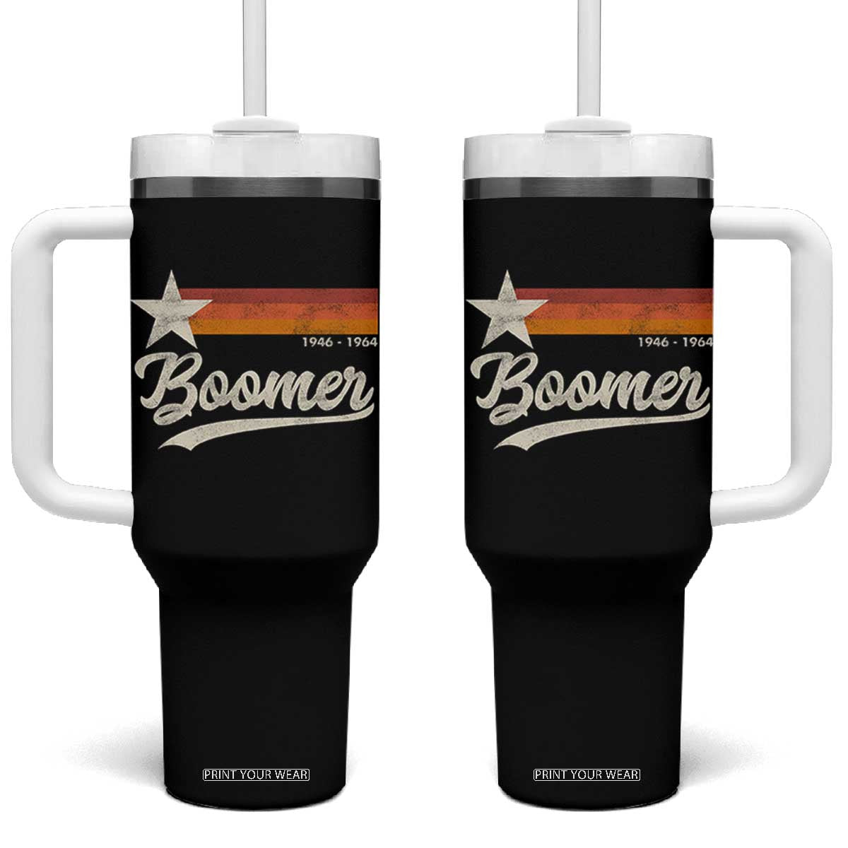 Boomers Generation Tumbler With Handle Vintage Retro Gift TS10 One Size: 40 oz Black Print Your Wear