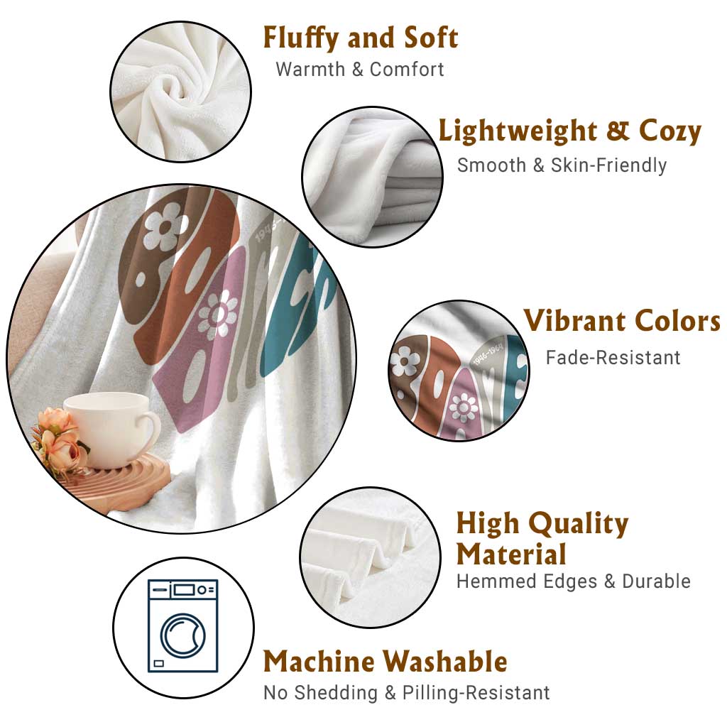 Boomers Generation Throw Blanket Vintage 40s 50s 60s Hippe Peace Love Hippy TS10 Print Your Wear