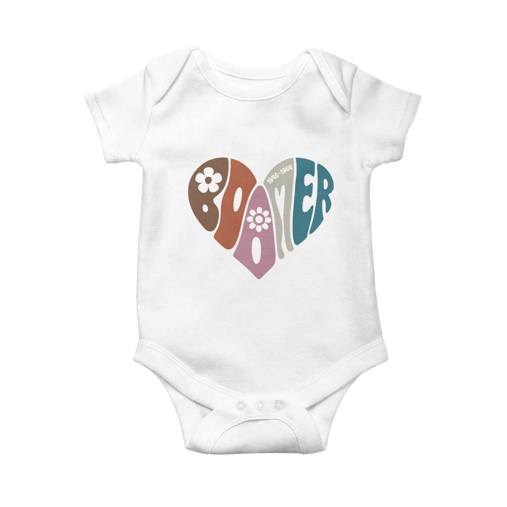Boomers Generation Baby Onesie Vintage 40s 50s 60s Hippe Peace Love Hippy TS10 White Print Your Wear
