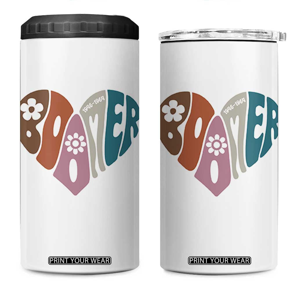 Boomers Generation 4 in 1 Can Cooler Tumbler Vintage 40s 50s 60s Hippe Peace Love Hippy TS10 One Size: 16 oz White Print Your Wear