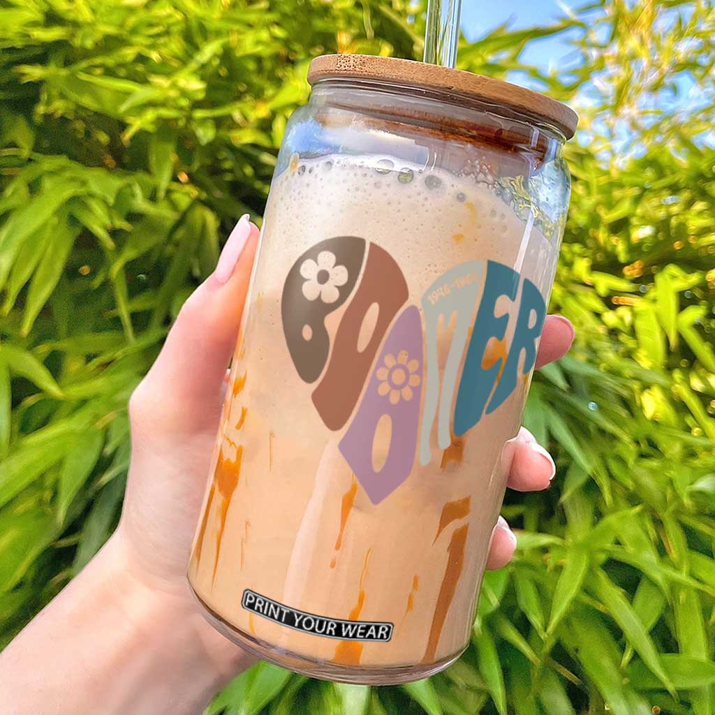 Boomers Generation Glass Can Vintage 40s 50s 60s Hippe Peace Love Hippy TS10 White Print Your Wear