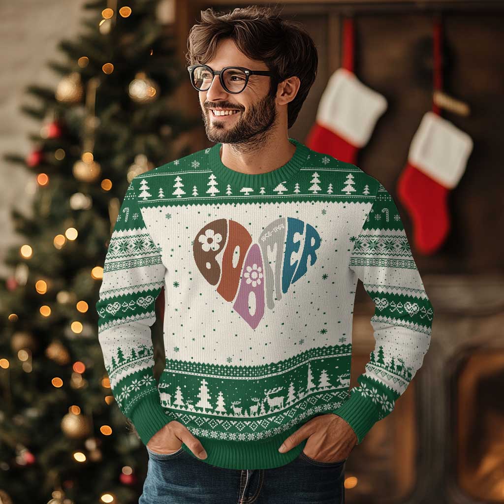 Boomers Generation Ugly Christmas Sweater Vintage 40s 50s 60s Hippe Peace Love Hippy TS10 Beige Green Print Your Wear