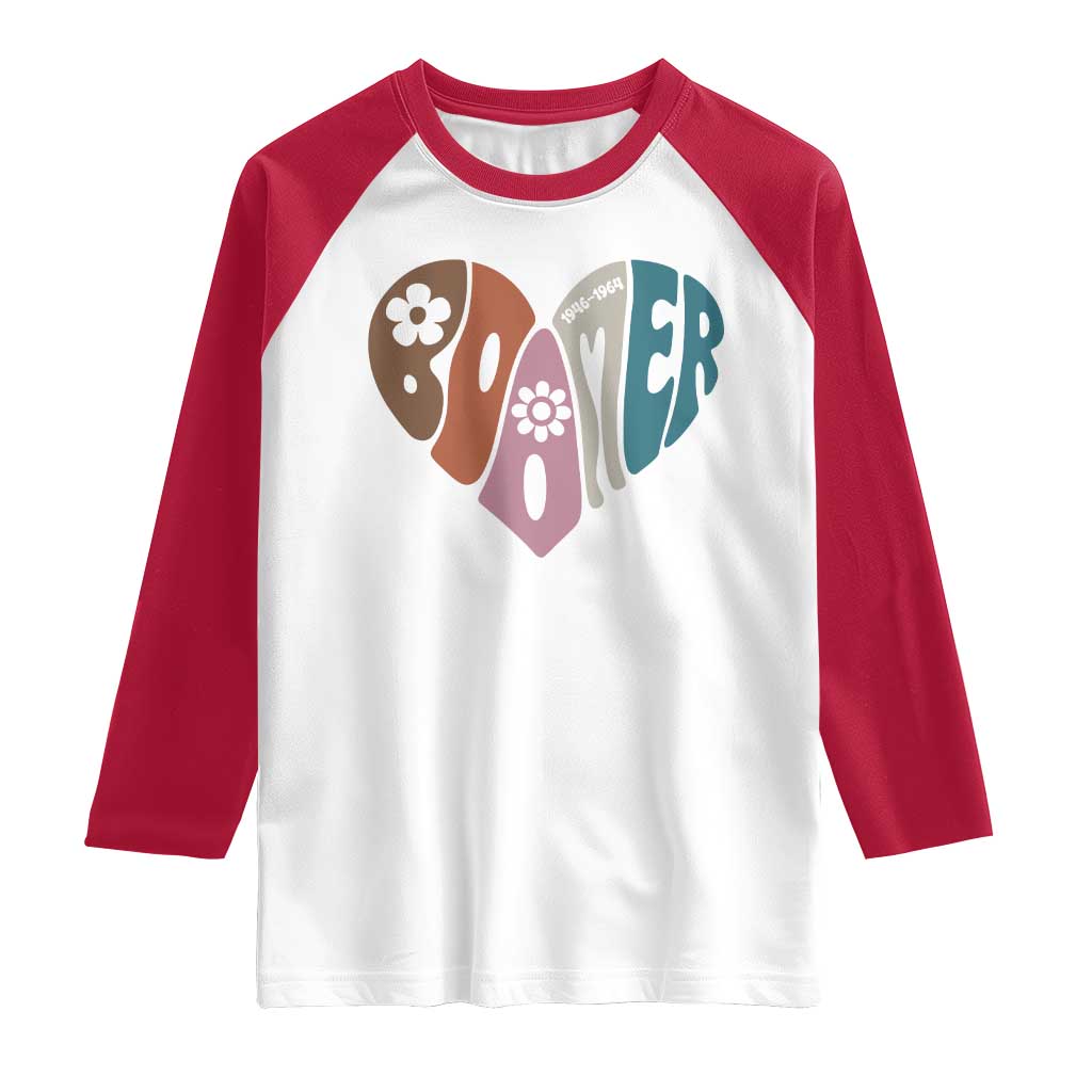 Boomers Generation Raglan Shirt Vintage 40s 50s 60s Hippe Peace Love Hippy TS10 White Red Print Your Wear