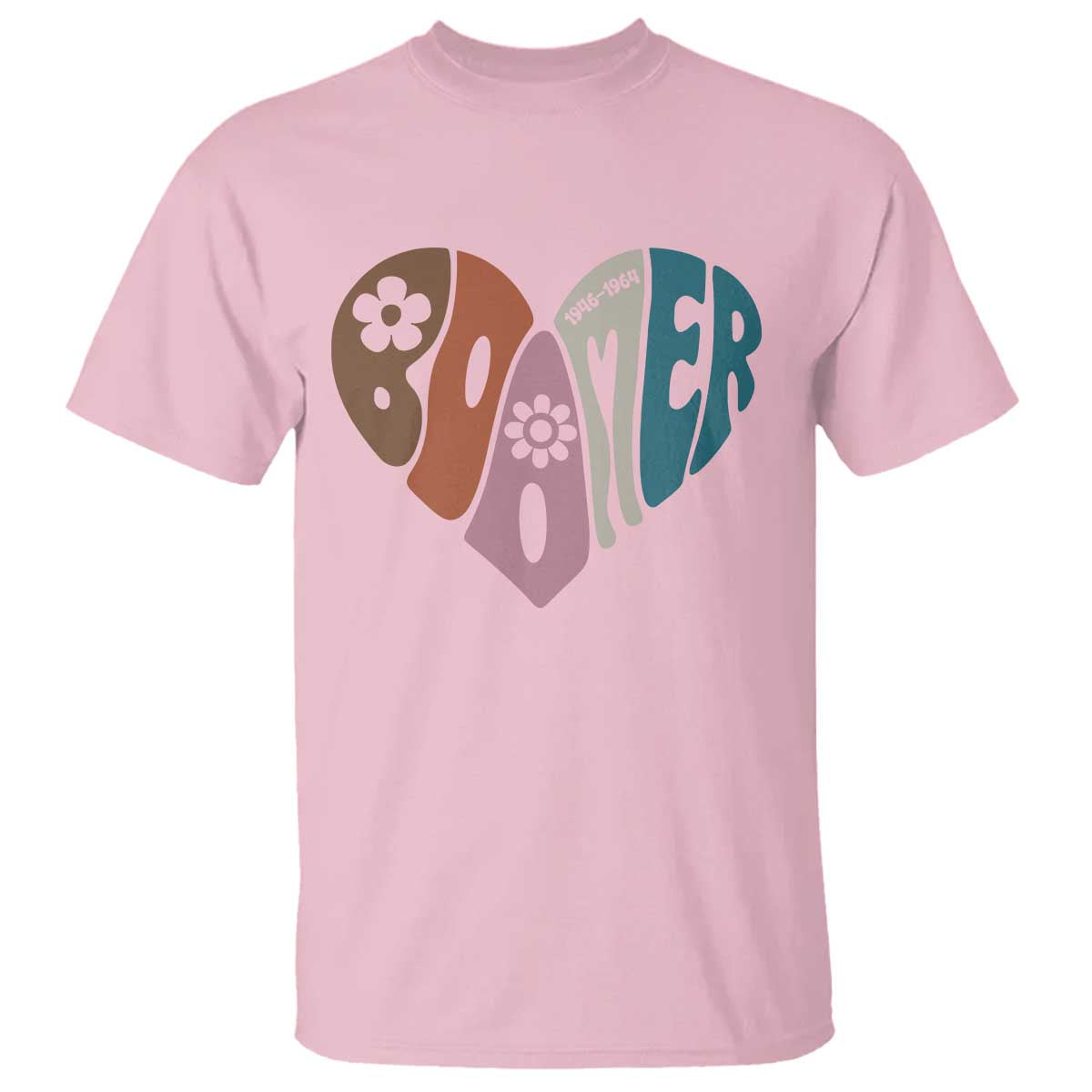 Boomers Generation T Shirt Vintage 40s 50s 60s Hippe Peace Love Hippy TS10 Light Pink Print Your Wear
