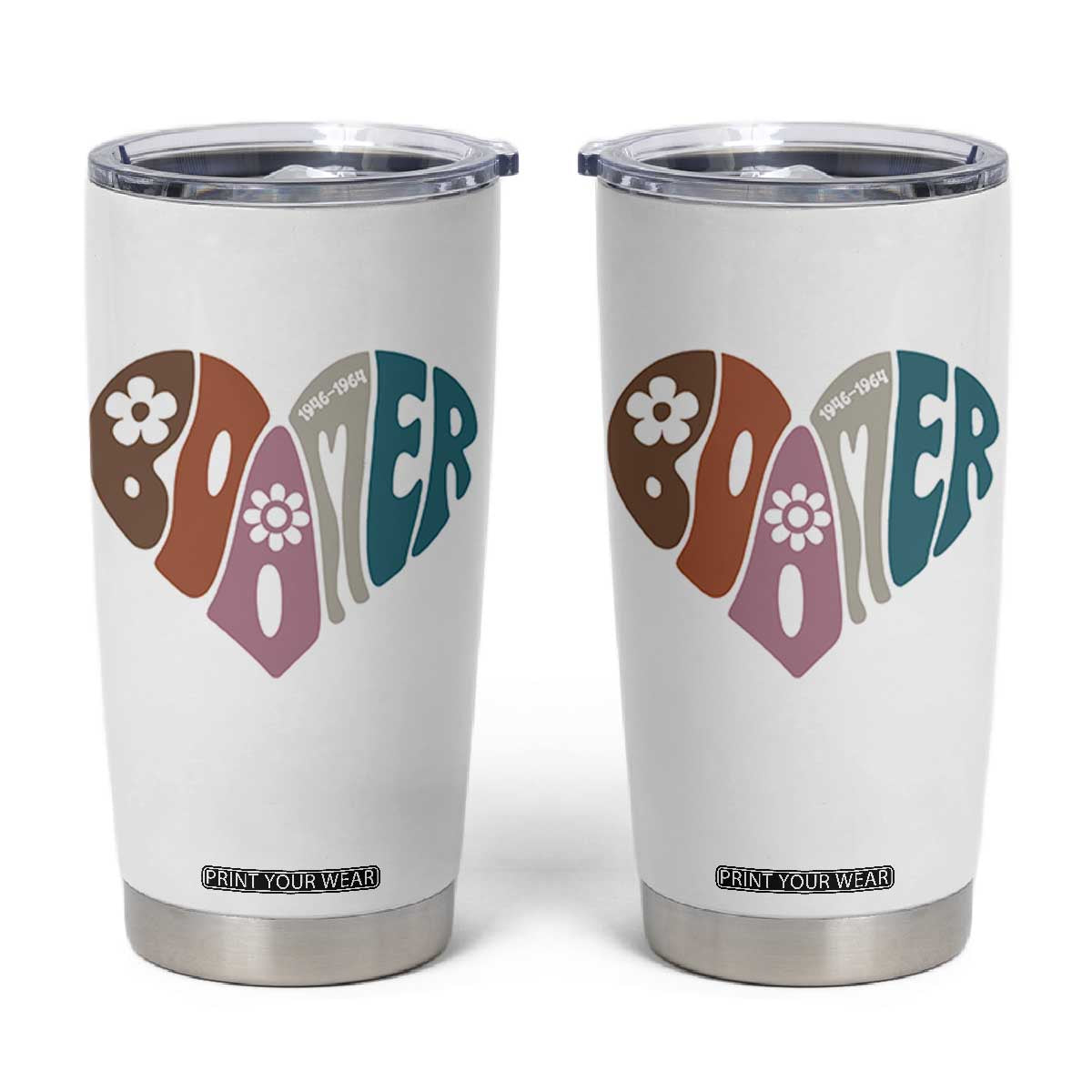 Boomers Generation Tumbler Cup Vintage 40s 50s 60s Hippe Peace Love Hippy TS10 White Print Your Wear