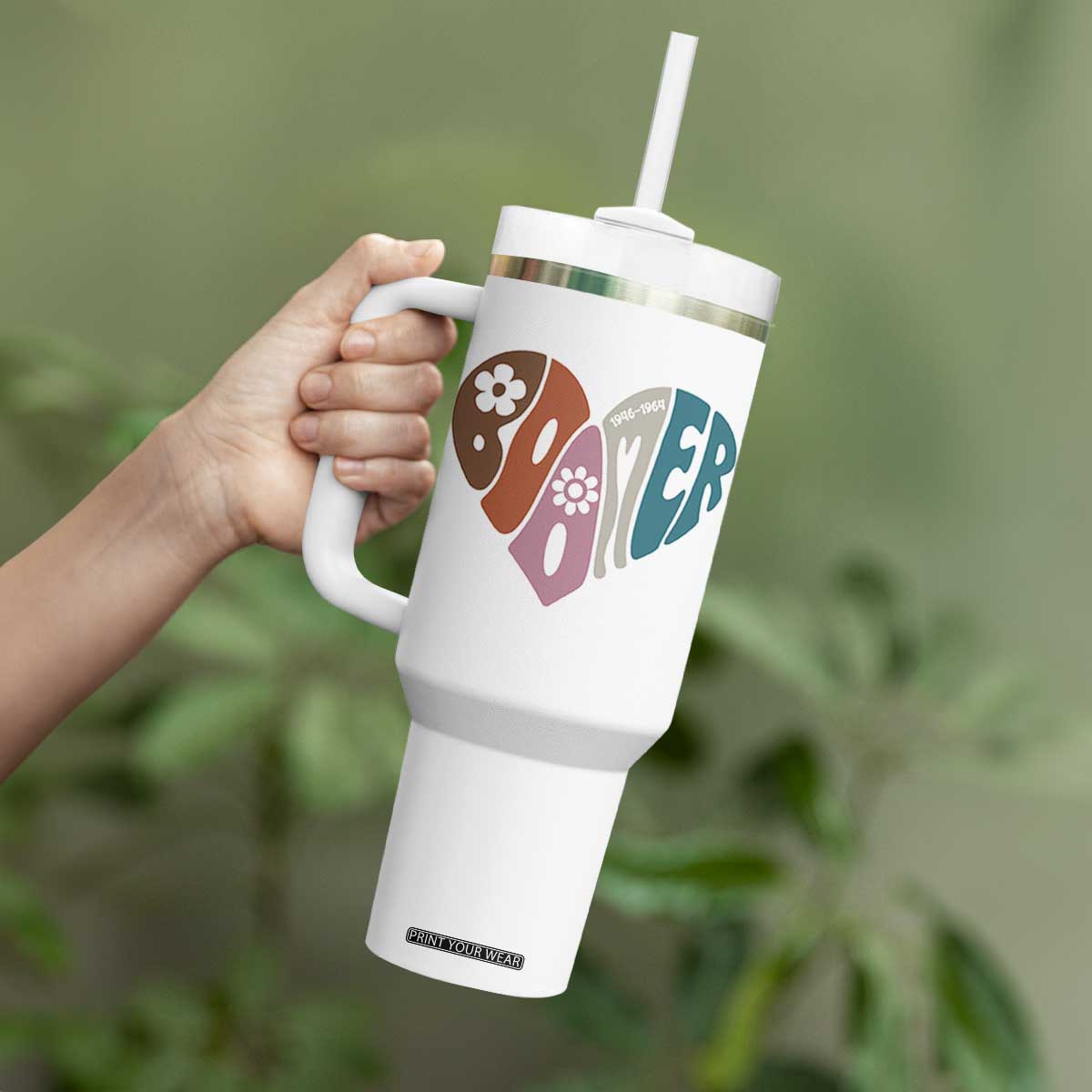 Boomers Generation Tumbler With Handle Vintage 40s 50s 60s Hippe Peace Love Hippy TS10 Print Your Wear