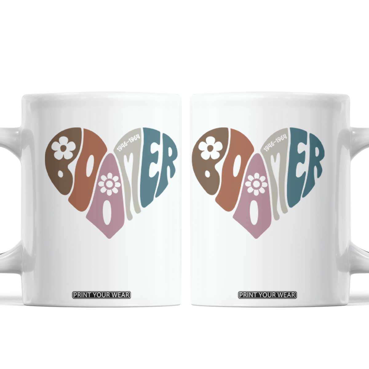 Boomers Generation Coffee Mug Vintage 40s 50s 60s Hippe Peace Love Hippy TS10 White Print Your Wear