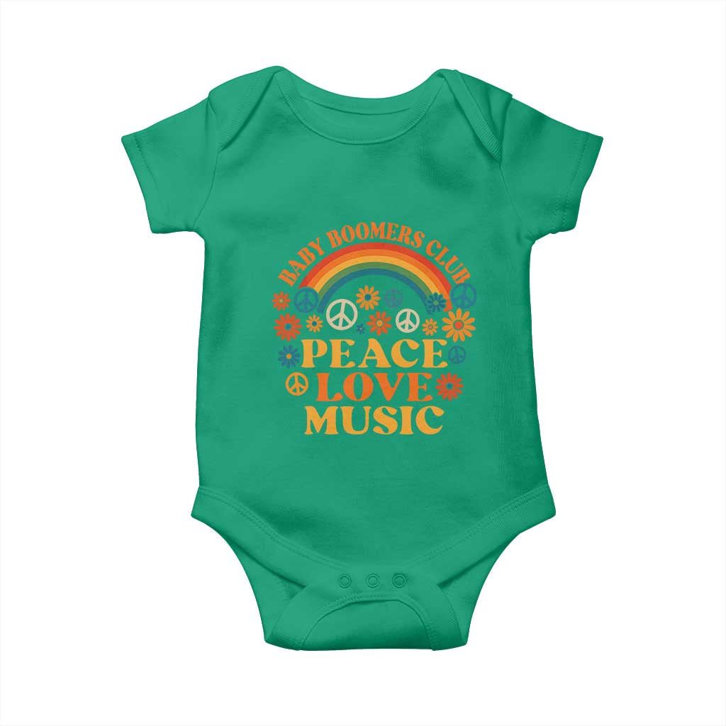 Baby Boomers Generation Baby Onesie Peace Love Music 60s Hippe TS10 Irish Green Print Your Wear