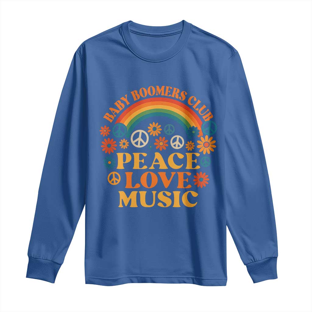Baby Boomers Generation Long Sleeve Shirt Peace Love Music 60s Hippe TS10 Royal Blue Print Your Wear