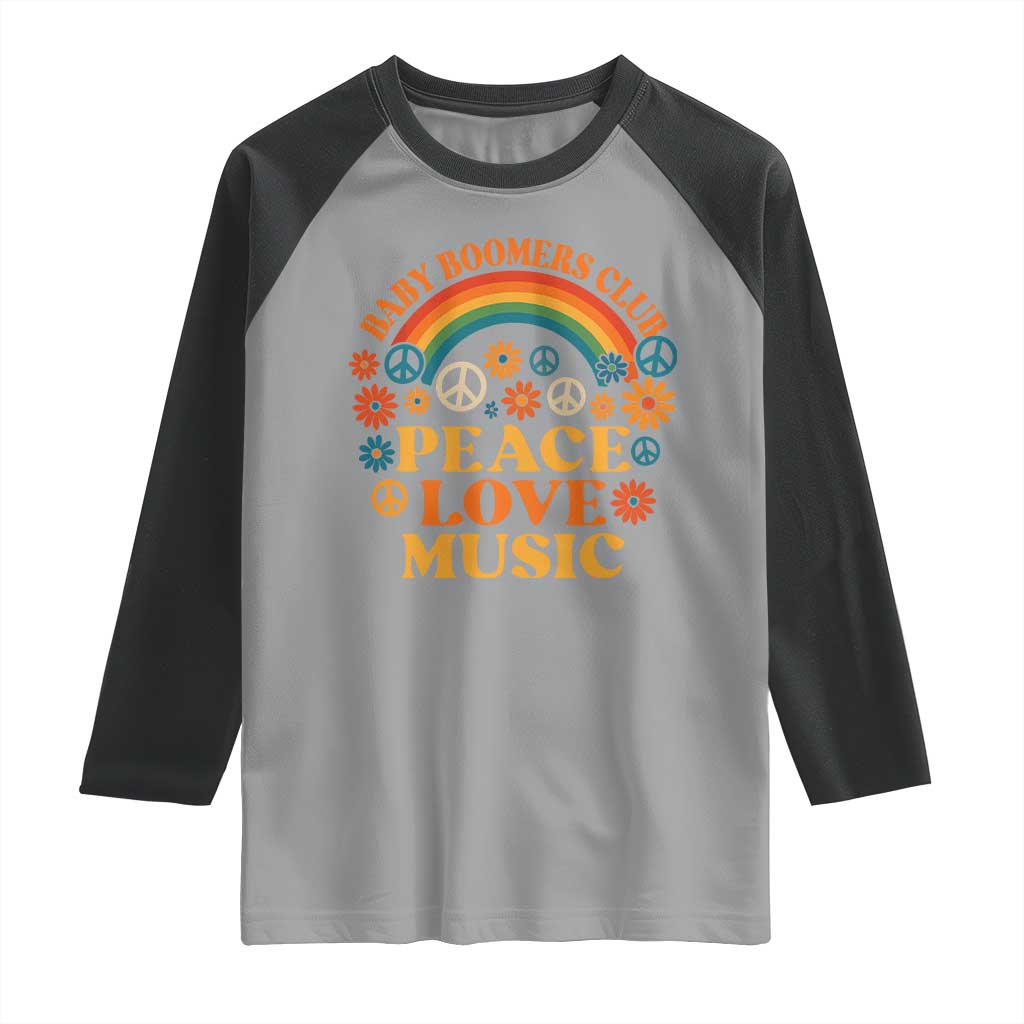 Baby Boomers Generation Raglan Shirt Peace Love Music 60s Hippe TS10 Sport Gray Black Print Your Wear
