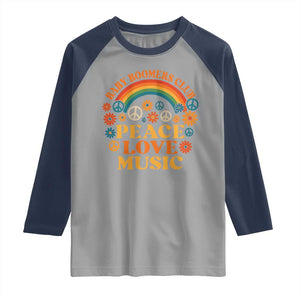 Baby Boomers Generation Raglan Shirt Peace Love Music 60s Hippe TS10 Sport Gray Navy Print Your Wear