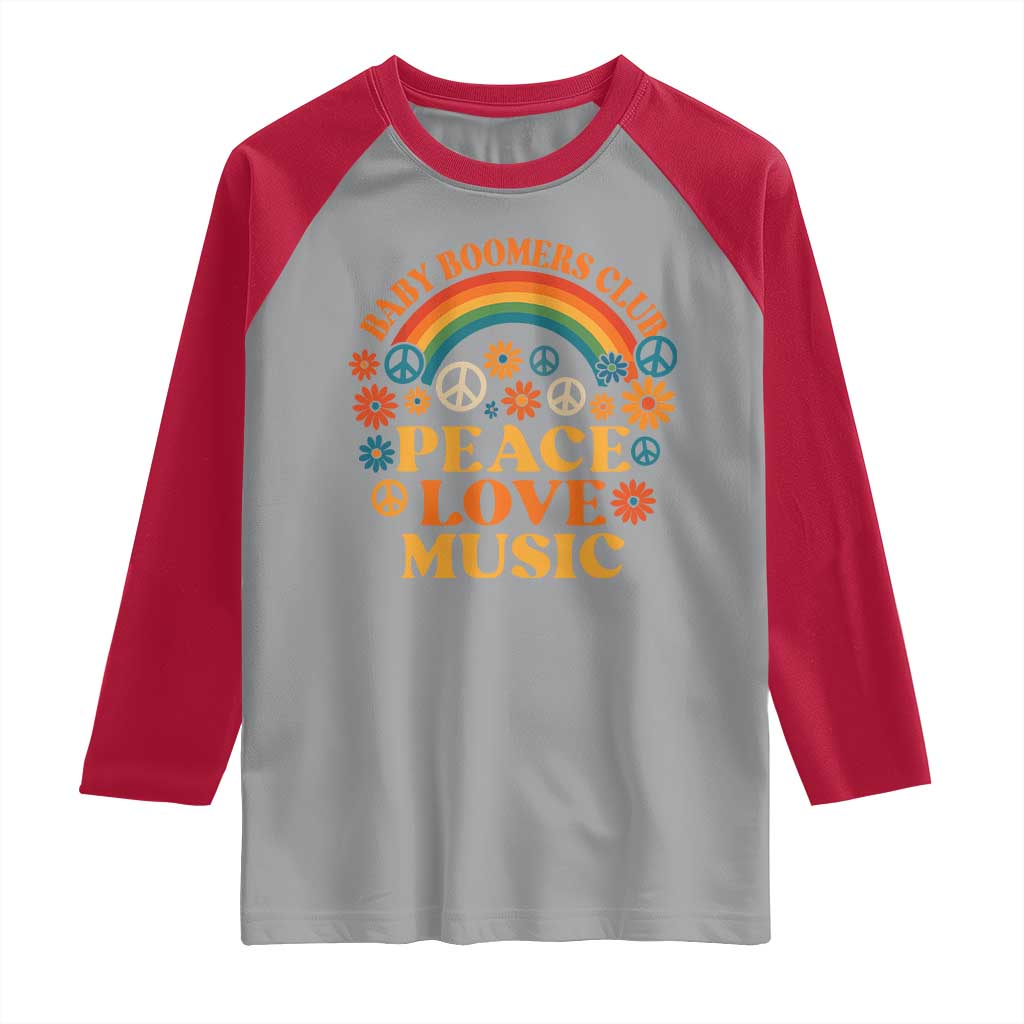 Baby Boomers Generation Raglan Shirt Peace Love Music 60s Hippe TS10 Sport Gray Red Print Your Wear