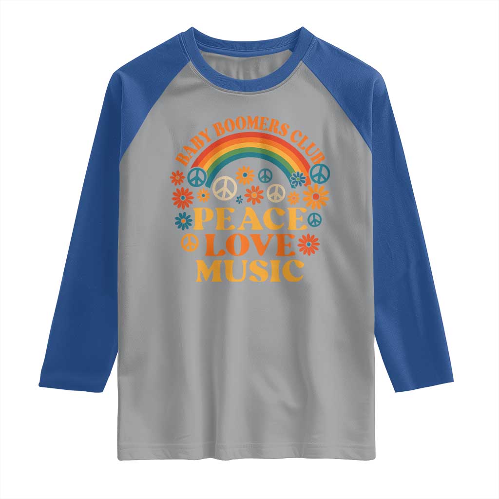 Baby Boomers Generation Raglan Shirt Peace Love Music 60s Hippe TS10 Sport Gray Royal Print Your Wear
